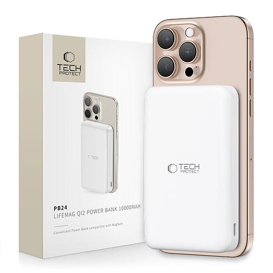Tech-Protect PB24 LifeMag QI2 MagSafe 10000 mAh külső akkumulátor - fehér