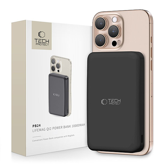 Tech-Protect PB24 LifeMag QI2 MagSafe 10000 mAh külső akkumulátor - fekete