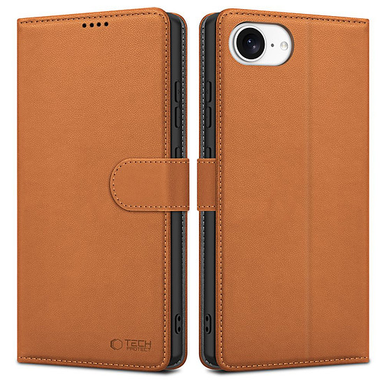 Tech-Protect pénztárca tok iPhone 16e-hez - barna (190582)