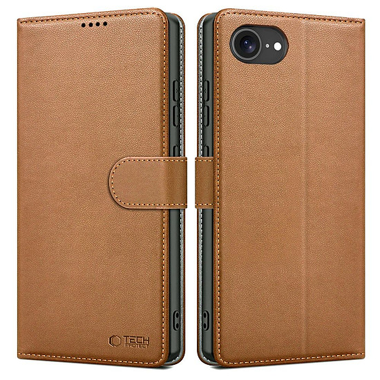 Tech-Protect pénztárca tok iPhone 16e-hez - barna (192219)