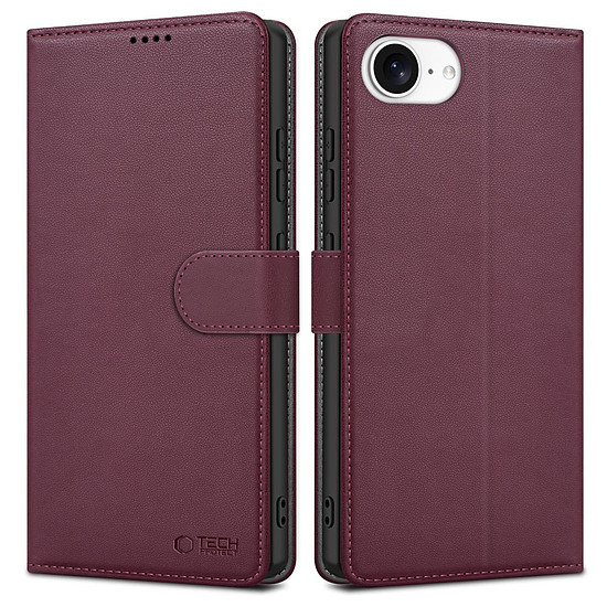 Tech-Protect pénztárca tok iPhone 16e-hez - bordó