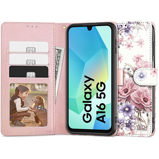 Tech-Protect pénztárca tok Samsung Galaxy A16 4G / 5G-hez - rózsaszín