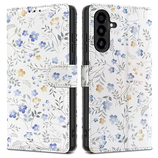 Tech-Protect pénztárca tok Samsung Galaxy A26 5G-hez - százszorszépek levelekkel