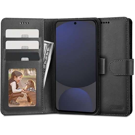 Tech-Protect pénztárca tok Samsung Galaxy S24 FE-hez, fekete