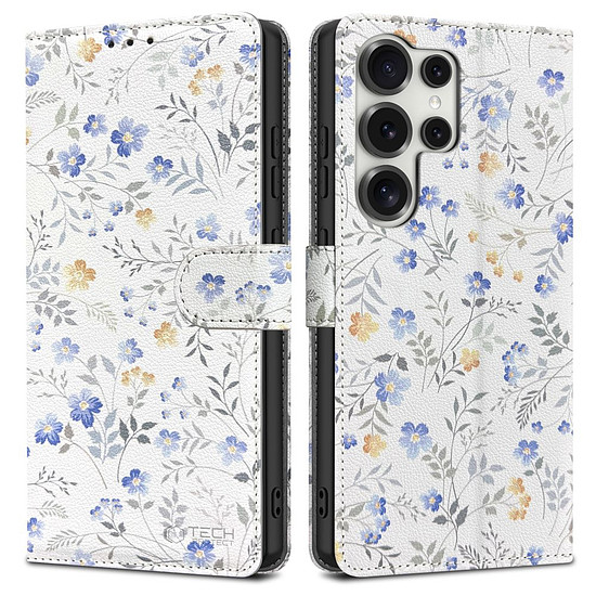Tech-Protect pénztárca tok Samsung Galaxy S25 Ultra készülékhez - százszorszépek levelekkel