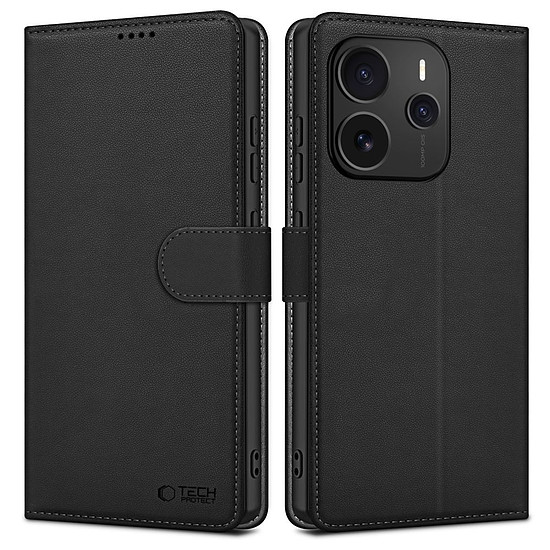 Tech-Protect pénztárca tok Xiaomi Redmi Note 14 5G-hez - matt fekete