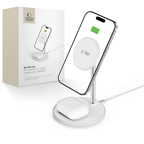 Tech-Protect QI15W-A39 2 az 1-ben MagSafe töltőállomás - fekete (185293)