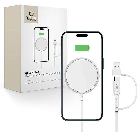 Tech-Protect QI15W-A44 mágneses vezeték nélküli töltő MagSafe-fel - fehér