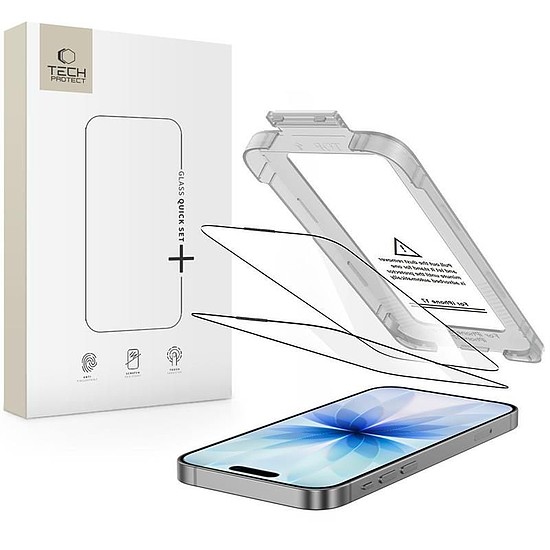 Tech-Protect Quick Set+ 2 db-os edzett üveg iPhone 17-hez - fekete