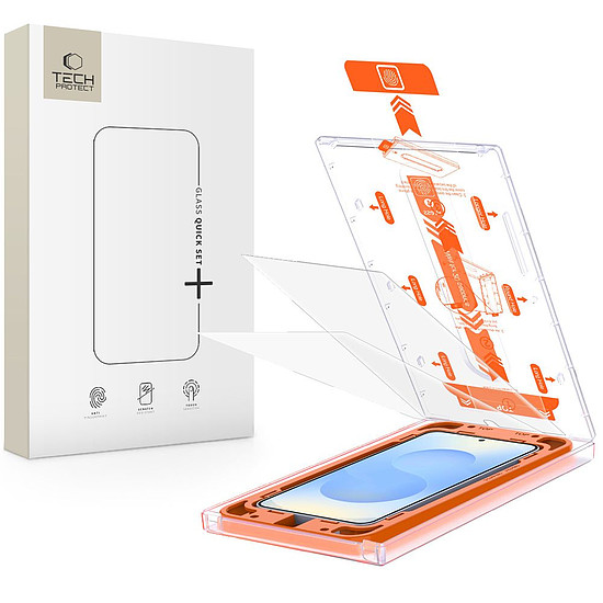 Tech-Protect Quick Set+ edzett üveg Samsung Galaxy S25 készülékhez - átlátszó