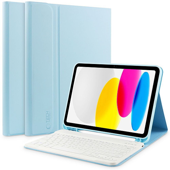 Tech-Protect SC Pen + billentyűzetes tok billentyűzettel iPad 10.9" 2022-höz - világoskék