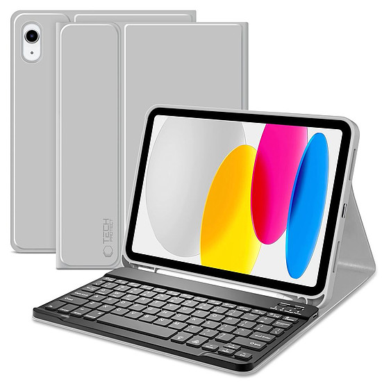 Tech-Protect SC Pen + billentyűzetes tok iPad 10.9" 2022 (10. generáció) / 11" 2025 (11. generáció) készülékhez - szürke