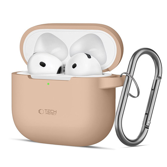 Tech-Protect szilikon akasztós tok AirPods 4-hez - bézs