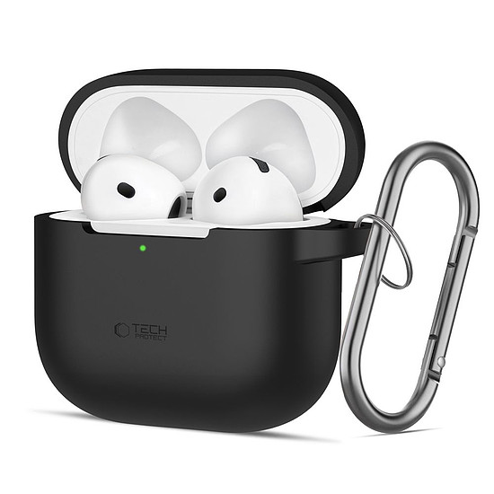 Tech-Protect szilikon akasztós tok AirPods 4-hez - fekete