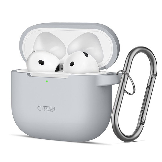 Tech-Protect szilikon akasztós tok AirPods 4-hez - szürke