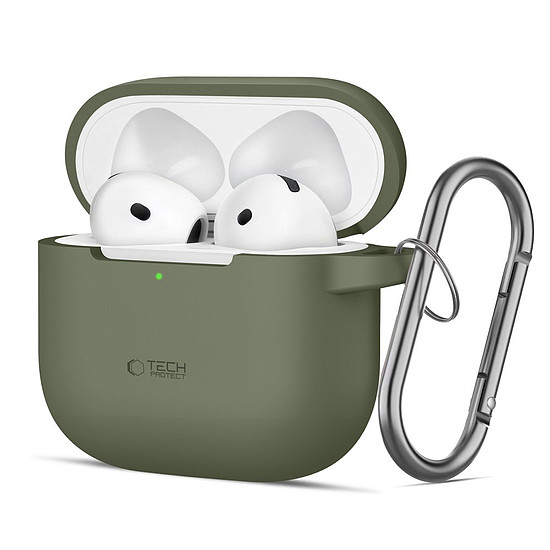 Tech-Protect szilikon akasztós tok AirPods 4-hez - zöld