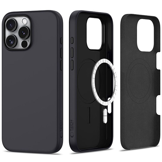 Tech-Protect szilikon MagSafe tok iPhone 16 Pro Maxhoz - fekete
