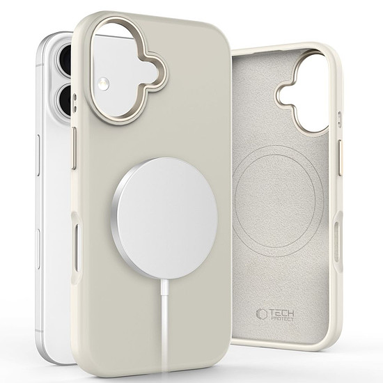 Tech-Protect szilikon PU MagSafe iPhone 16 tok - bézs