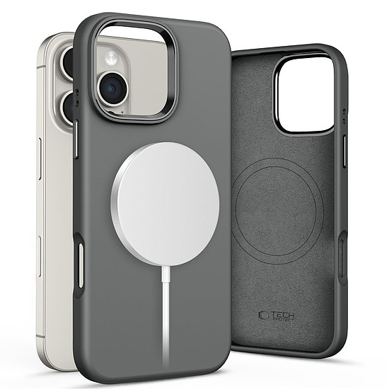 Tech-Protect szilikon PU MagSafe tok iPhone 16 Pro Maxhoz - szürke