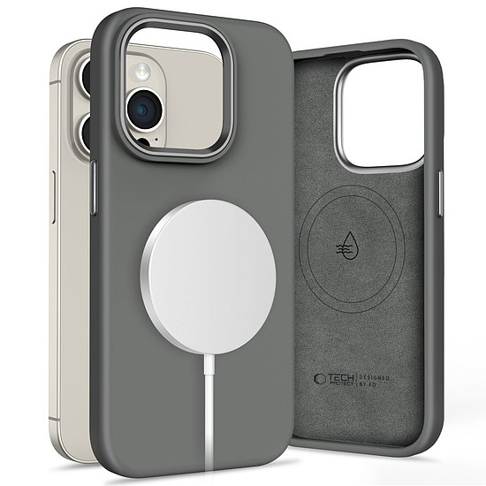 Tech-Protect szilikon PUZ MagSafe iPhone 15 Pro Max tok - szürke