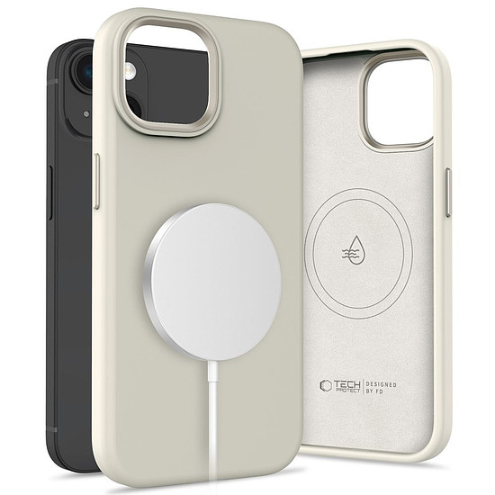 Tech-Protect szilikon PUZ MagSafe iPhone 15 tok - bézs