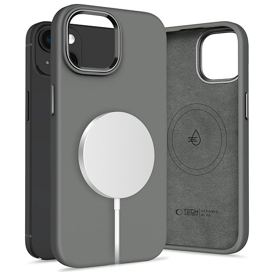 Tech-Protect szilikon PUZ MagSafe iPhone 15 tok - szürke