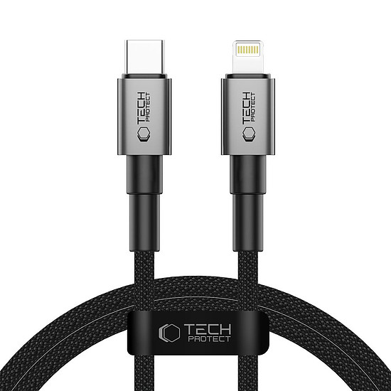 Tech-Protect UltraBoost DNA USB-C / Lightning PD27W/3A kábel 100 cm - szürke