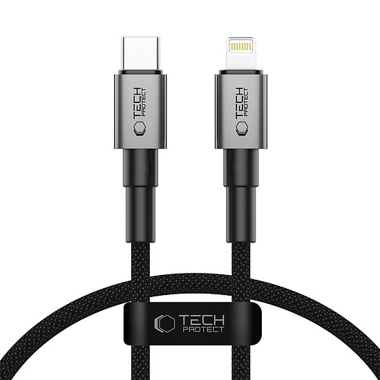 Tech-Protect Ultraboost DNA USB-C / Lightning PD27W/3A kábel 25 cm - szürke
