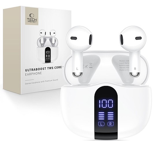 Tech-Protect UltraBoost TWS Core G2 fejhallgató - fehér