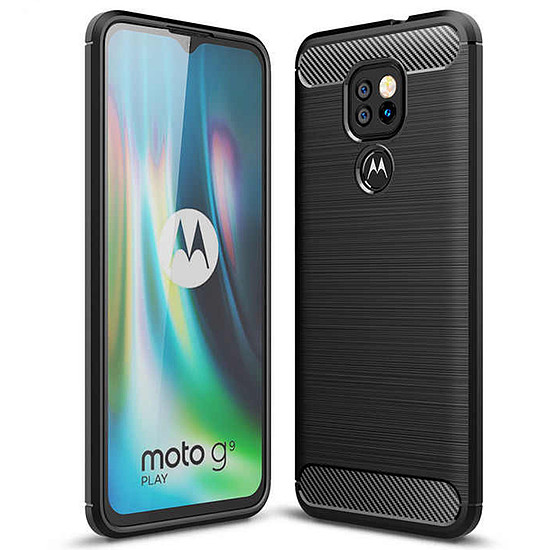 Techsuit - karbon szilikon - Motorola Moto E7 Plus / Moto G9 Play - fekete (KF231515)