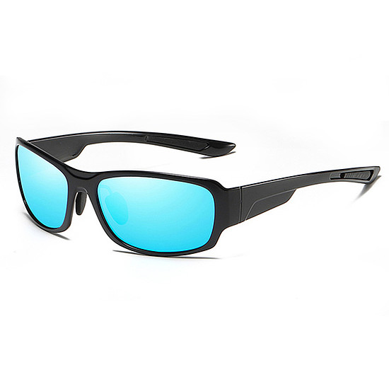 Techsuit - Polarized TR90 (MM108) napszemüveg - UV védelem - Fényes fekete / jégkék (KF237628)