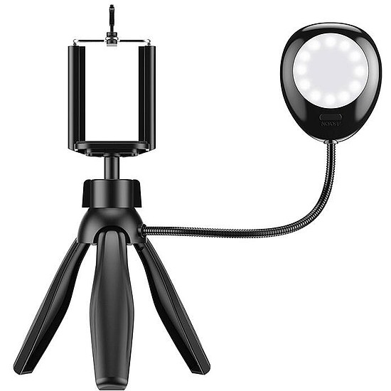 Telefontartó/állvány APEXEL APL-JJ21FL LED lámpával (fekete)