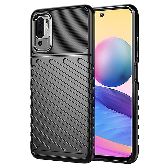 Thunder Case Rugalmas, strapabíró burkolatú TPU tok Xiaomi Redmi Note 10 5G / Poco M3 Pro fekete készülékhez