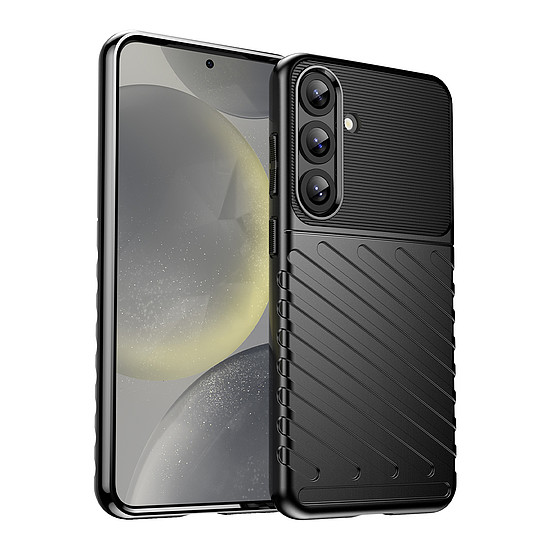Thunder tok Samsung Galaxy S25+ szilikon páncélozott tokhoz - fekete