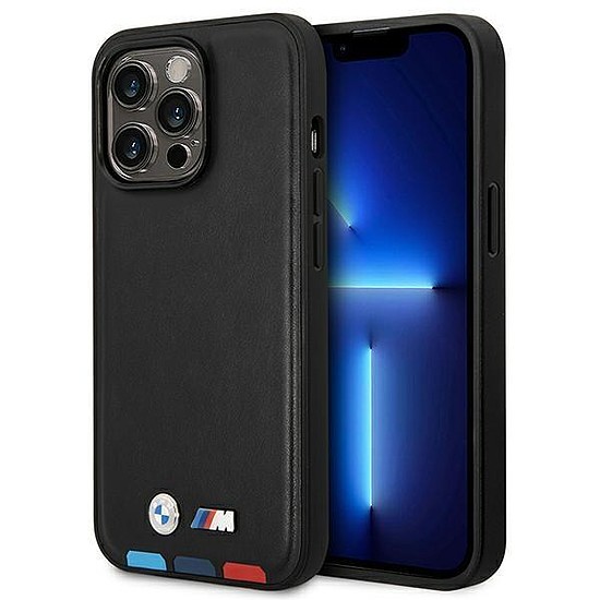 Tok BMW BMHMP14X22PTDK iPhone 14 Pro Max 6.7" fekete/fekete bőrbélyegző Tricolor Magassafe