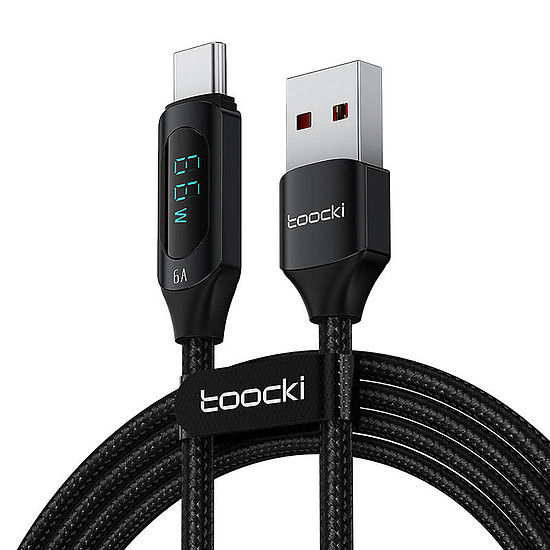 Toocki töltőkábel USB AC, 1 m, 66 W, fekete (TXCT-XY01)