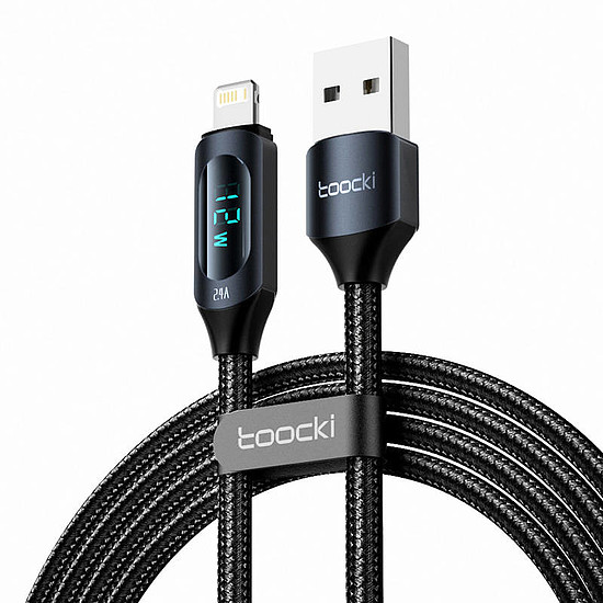 Toocki USB AL töltőkábel, 1 m, 12 W, fekete (TXCL-XY01)