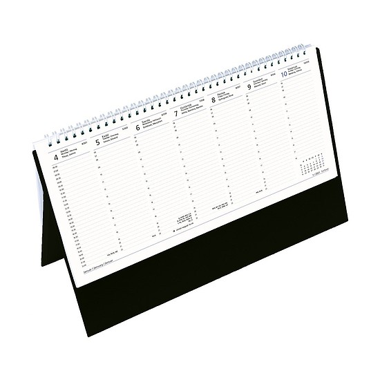 TopTimer kép nélküli asztali naptár 340 × 210 mm félórás beosztás fehér lap, álló háttal T051 fekete