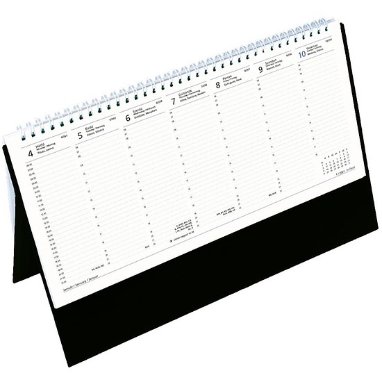 TopTimer kép nélküli asztali naptár 340 × 210 mm félórás beosztás fehér lap, álló háttal T051 fekete 2024