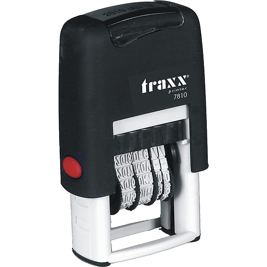 Traxx 7810 NUM dátumbélyegző önfestékező mini 3x20 mm fordított angol dátumozás - hónap - nap - év