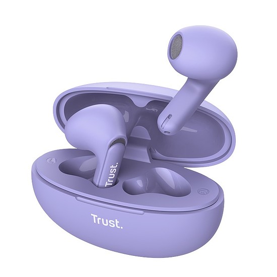 Trust Yavi - Bluetooth TWS vezeték nélküli fülhallgató töltőtokkal és ENC-vel lila (25299)