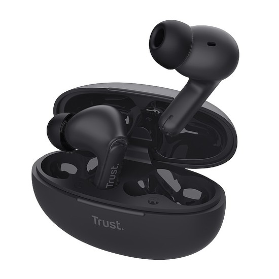 Trust Yavi - vezeték nélküli, fülbe helyezhető Bluetooth TWS fülhallgató töltőtokkal és ENC-vel fekete (25296)