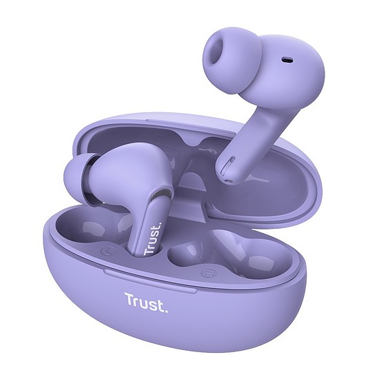 Trust Yavi - vezeték nélküli, fülbe helyezhető Bluetooth TWS fülhallgatók töltőtokkal és ENC-vel lila (25297)
