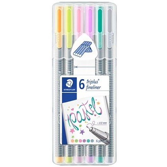 Tűfilc készlet, 0,3 mm, STAEDTLER "Triplus Pastel 334", 6 pasztell szín