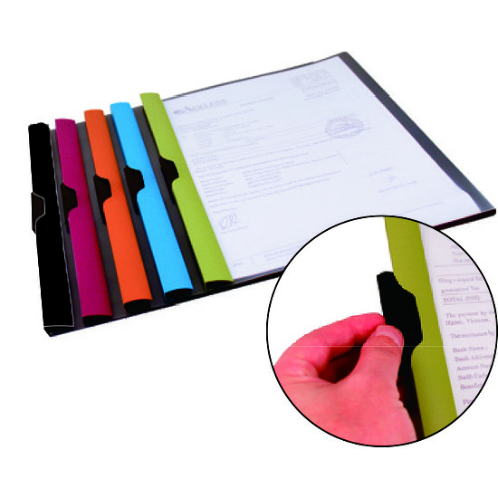 Twin Color klipmappa A4 műanyag átlátszó 20lap kapacitás 5db vegyes szín/csomag