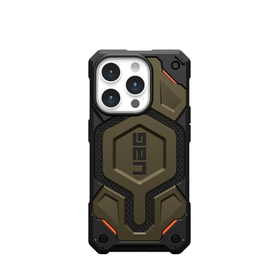 UAG Monarch Pro - védőtok iPhone 15 Pro-hoz, compatibilis a MagSafe-el (Kevlar elem zöld)
