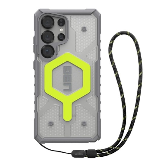 UAG Pathfinder Clear Magnet mágneses tok és csuklópánt Samsung Galaxy S25 Ultra 5G-hez - neonszürke