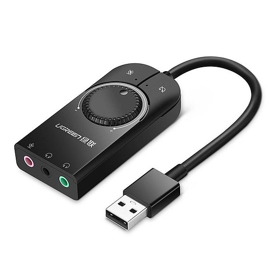 UGREEN 15 cm-es USB külső hangkártya, fekete (40964)