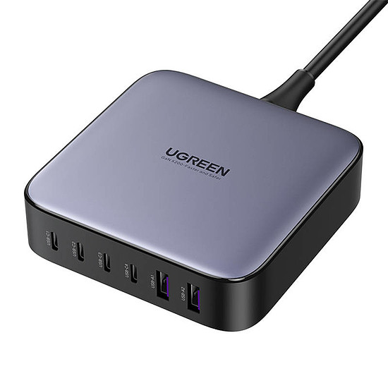 UGREEN 200 W-os hálózati töltő, 2xUSB-A, 4xUSB-C, GaN fekete (40914B)