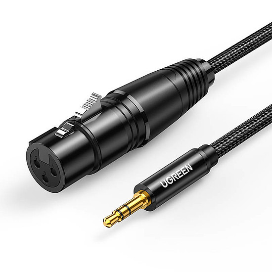 UGREEN AV182 XLR kábel 3,5 mm-es AUX csatlakozóhoz 1 m, fekete (20763)